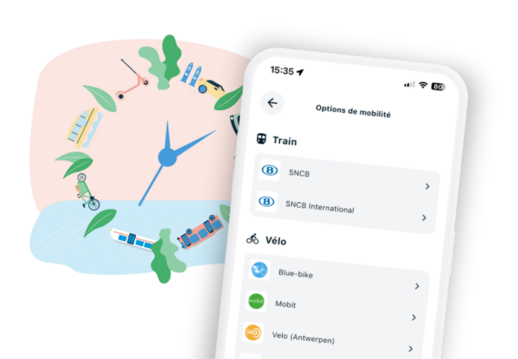 Les options de mobilité dans l'appli Olympus avec un horloge de mobilité
