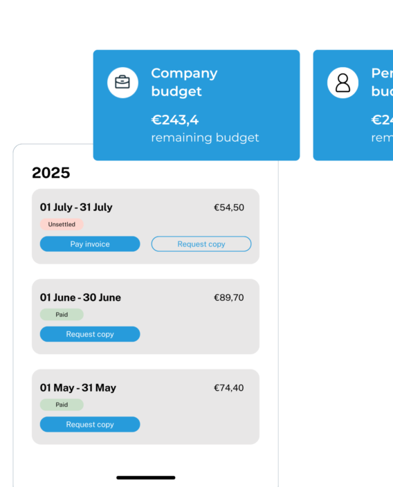 The modules in the Olympus app to manage the company budget and invoices