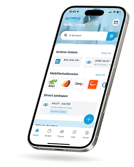 Zwevende GSM met Olympus app dashboard op scherm